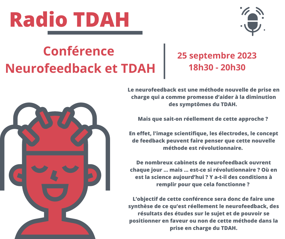 Conférence virtuelle : TDAH et neurofeedback 27 septembre 2023 de 18H30 à  20H30 - TDA/H.be